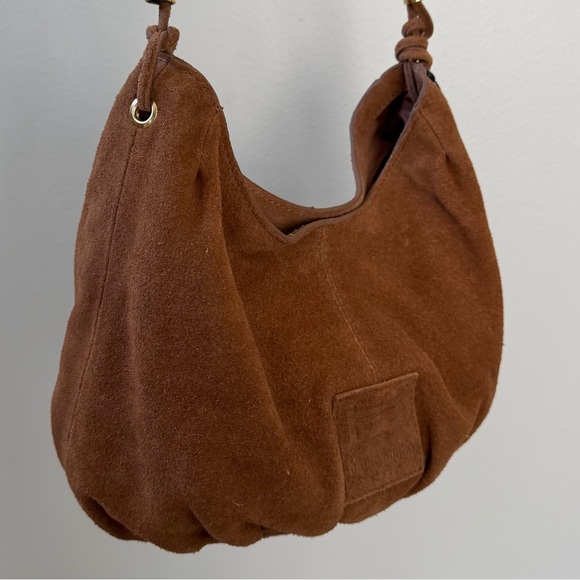 Haute Hippie Tan Suede Hobo Bag with Gold Details - Picture 8 of 15